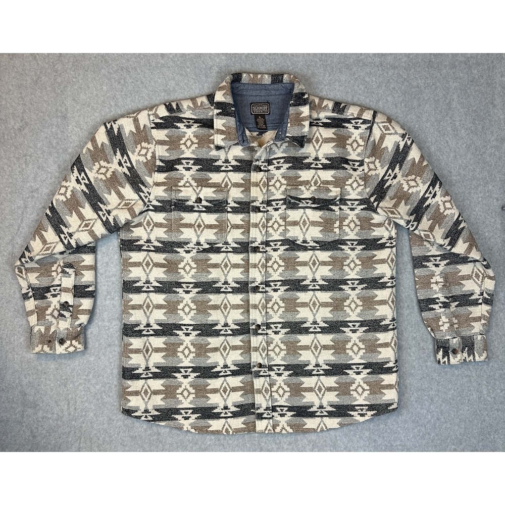 CE Schmidt Workwear Shirt Men Sz XL Wool Blend Aztec Print Button Up Southwest - Picture 1 of 6